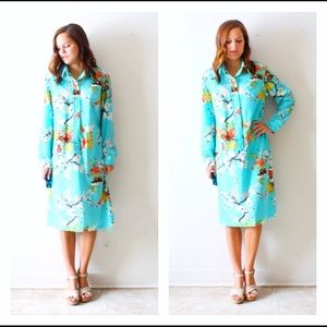 *SOLD ON ETSY* Asian Print Robin’s Egg Blue Dress